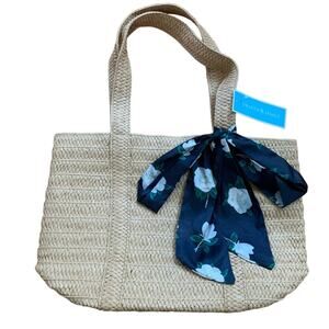 Draper James straw bag with floral scarf NWT